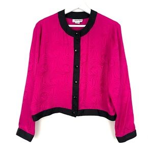 Vintage Adrianna Papell 100% Silk Button Front Blouse Top